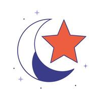 Floating Star and Moon Symbol with Nightfall Glow Text vector