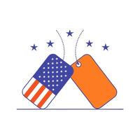 Glossy folded flag and dog tags over a reflective background vector