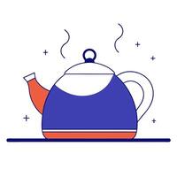 Glossy lacquered wood with a steaming tea kettle and soft morning light vector