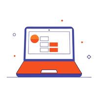 Glossy laptop with marketing software and project timeline open vector