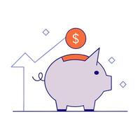 Floating piggy bank and arrow with Savings Growth text vector