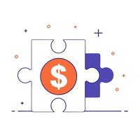 Floating puzzle piece and dollar sign with Financial Puzzle text vector