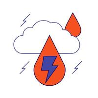 Floating Rain Drop and Thunder Symbol with Stormy Skies Text vector
