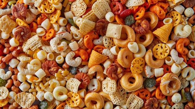 A pile of snack food is shown in this image photo