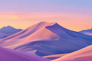 A desert landscape with mountains and sand dunes photo