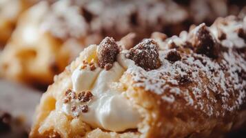 Detailed view of a scrumptious cannoli. photo