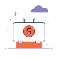Floating briefcase and dollar sign with the word Revenue vector