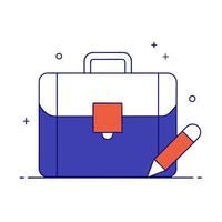 Floating briefcase and pencil with Creative Strategy text vector