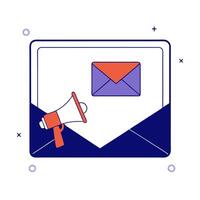 Envelope and megaphone border frame with Email Campaign text and copy space vector