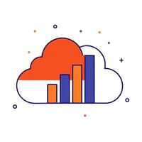 Cloud icon with a bar chart floating within vector
