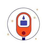 Floating blue circle symbol with glucose meter vector