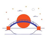 Glossy Bridge over a Moonlit River for Mid Autumn Festival vector