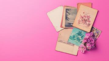 A Unique and Captivating Collection of Vintage Postcards Perfect for Nostalgic Art and Design Projects photo