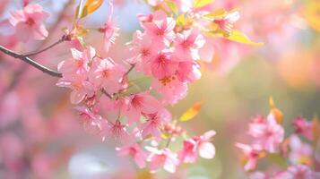 Beautiful Spring Blossoms of Pink Sakura Flowers A Delicate and Graceful Nature Scene photo