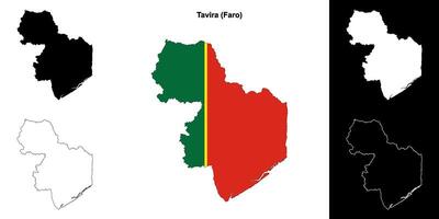 Tavira municipality outline map set vector