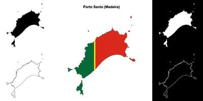 Porto Santo municipality outline map set vector