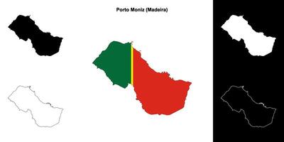 Porto Moniz municipality outline map set vector