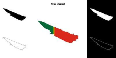 Velas municipality outline map set vector