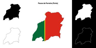 Pacos de Ferreira municipality outline map set vector