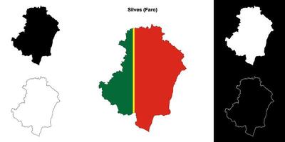 Silves municipality outline map set vector
