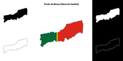 Ponte da Barca municipality outline map set vector