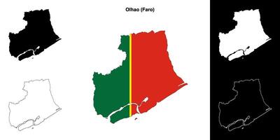Olhao municipality outline map set vector