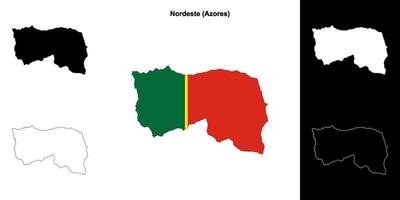 Nordeste municipality outline map set vector