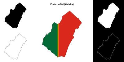 Ponta do Sol municipality outline map set vector