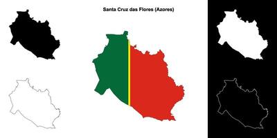 Santa Cruz das Flores municipality outline map set vector