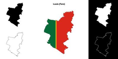 Loule municipality outline map set vector
