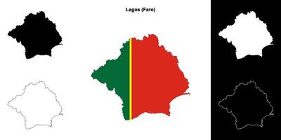 Lagos municipality outline map set vector