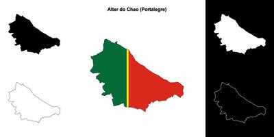 Alter do Chao municipality outline map set vector