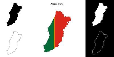 Aljezur municipality outline map set vector