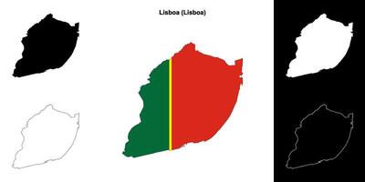 Lisboa municipality outline map set vector