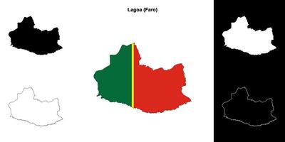 Lagoa municipality, Faro outline map set vector