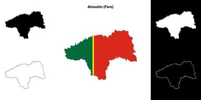 Alcoutim municipality outline map set vector