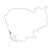 Cambodia blank outline map vector