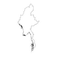 Myanmar blank outline map vector