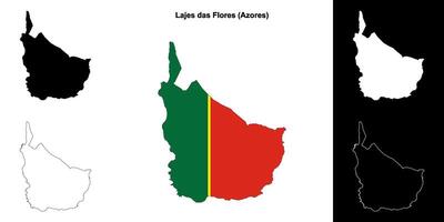 Lajes das Flores municipality outline map set vector
