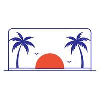 Beach Sunset and Palms Border Frame with Copy Space vector