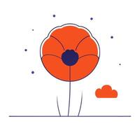 Veterans Day memorial with glowing poppy field vector