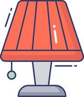 A lamp with a red shade on top vector