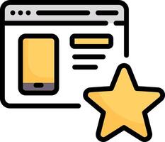A star icon with a phone and a website vector