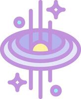 A purple and yellow space station with a ring around it vector