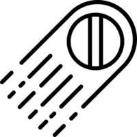 A black and white icon of a ball with a line coming out of it vector