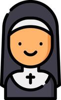 A cartoon nun with a cross on her head vector