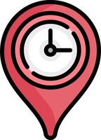 A red pin with a clock on it vector