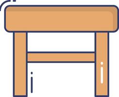 A wooden stool with a small table underneath it vector