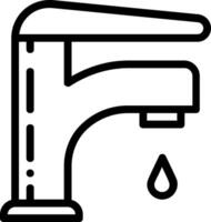 A black and white illustration of a faucet with a drop vector