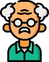 An old man with glasses and a frown vector
